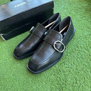 DKNY Black Leather Buckle Loafer Size 7.5